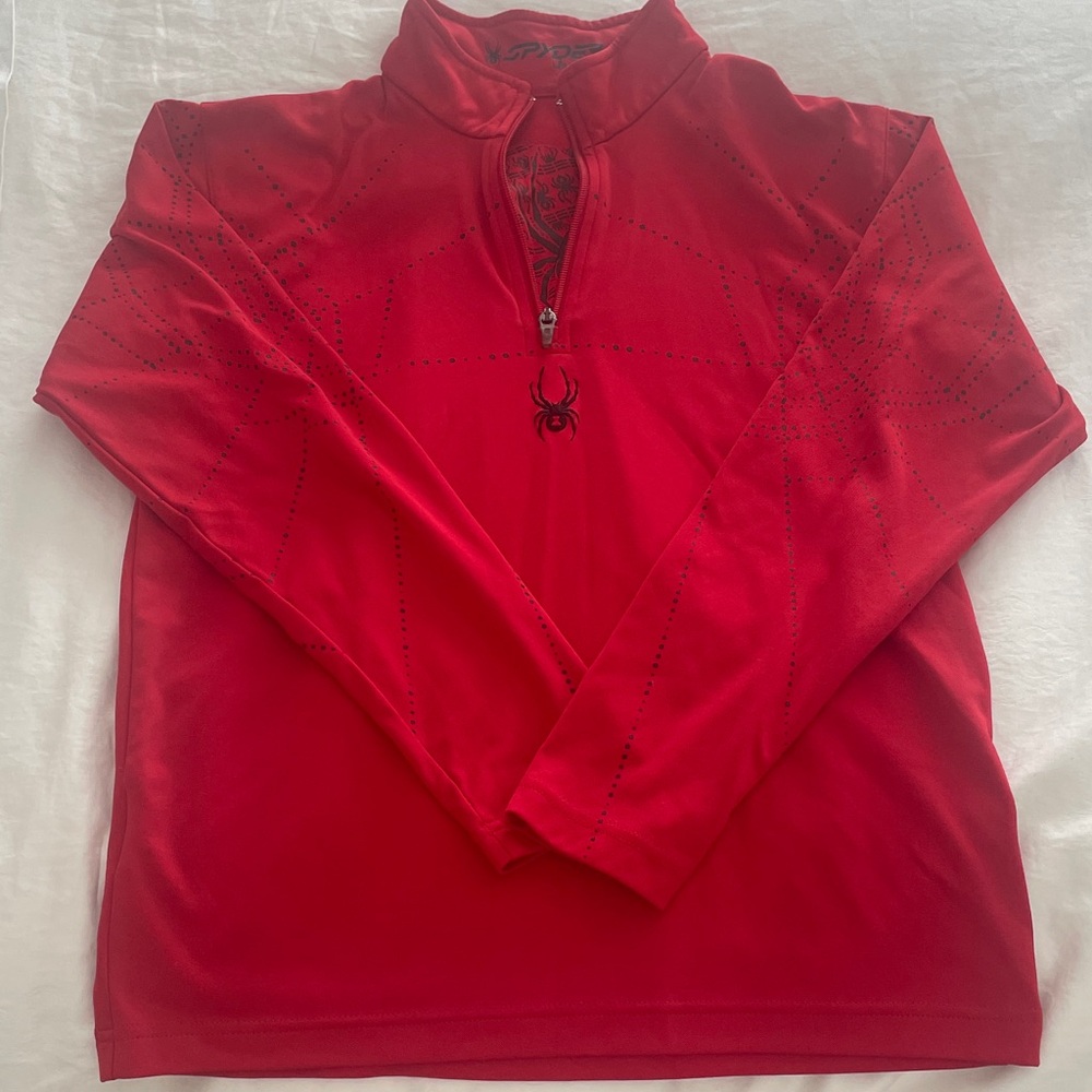 Spyder kid size Large ski Red Quarter-Zip Pullover with Spider Logo